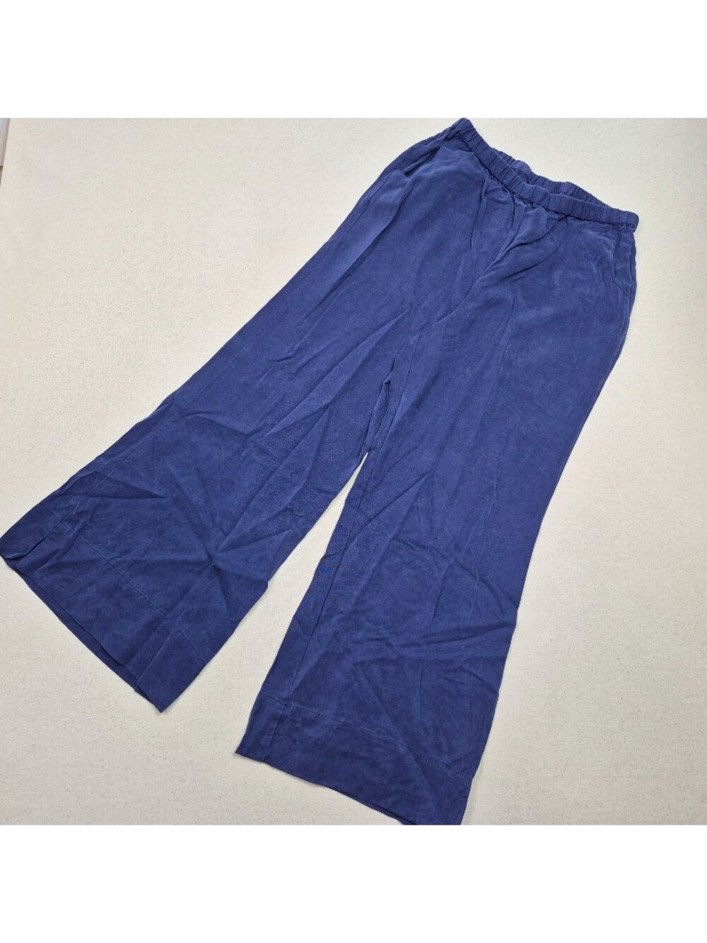 Soft Surroundings Women's Purple Wide Leg Relaxed Baggy Flare Pants Sz M 28/27